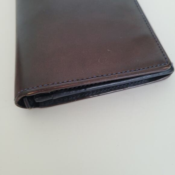 Paul Smith Designer Checkbook Card Bill Holder Wallet Brown Blue Bifold Leather - Picture 12 of 13